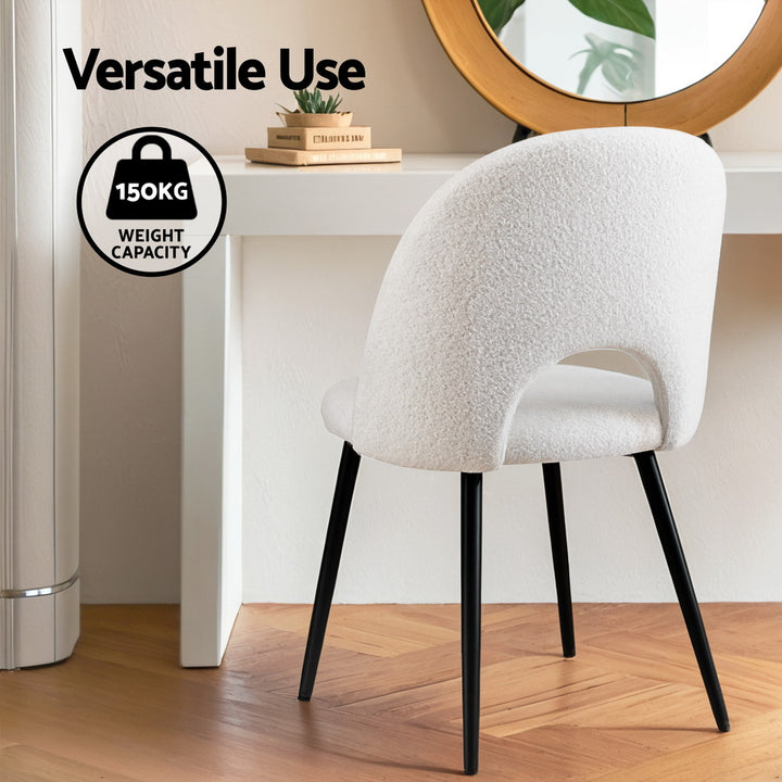 Artiss Fabric Kitchen Dining Chairs Boucle (Set of 4) White
