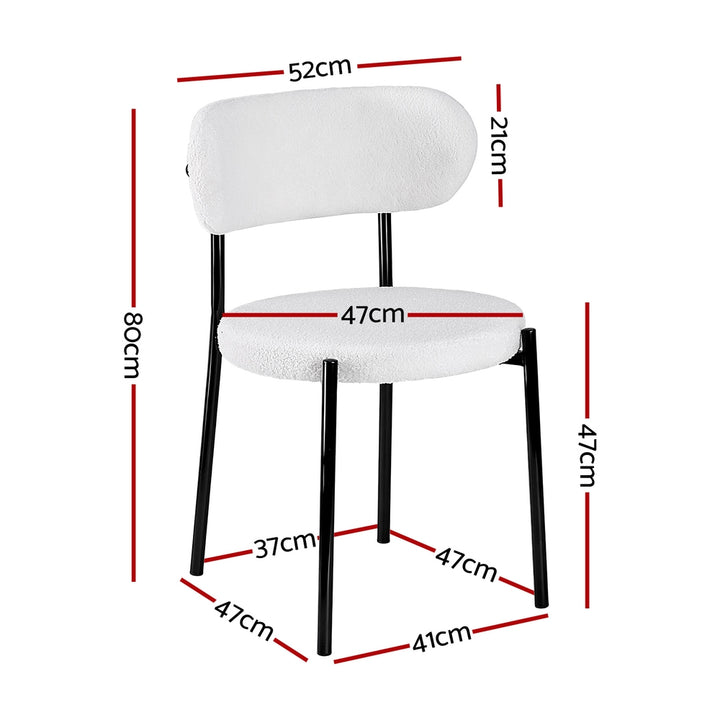 Artiss Fabric Kitchen Dining Chairs Boucle Round (Set of 4) White
