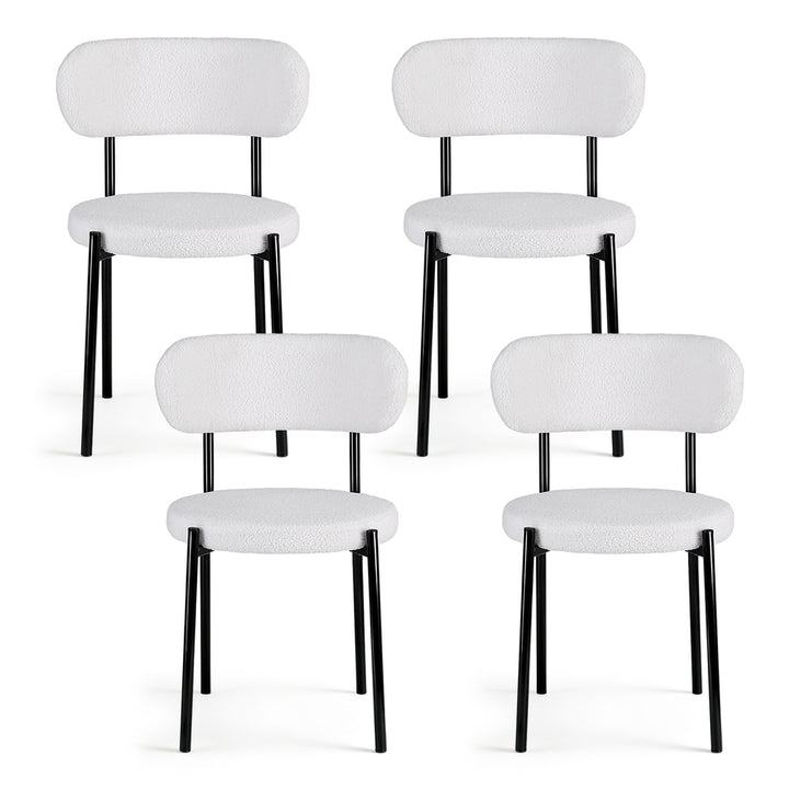 Artiss Fabric Kitchen Dining Chairs Boucle Round (Set of 4) White