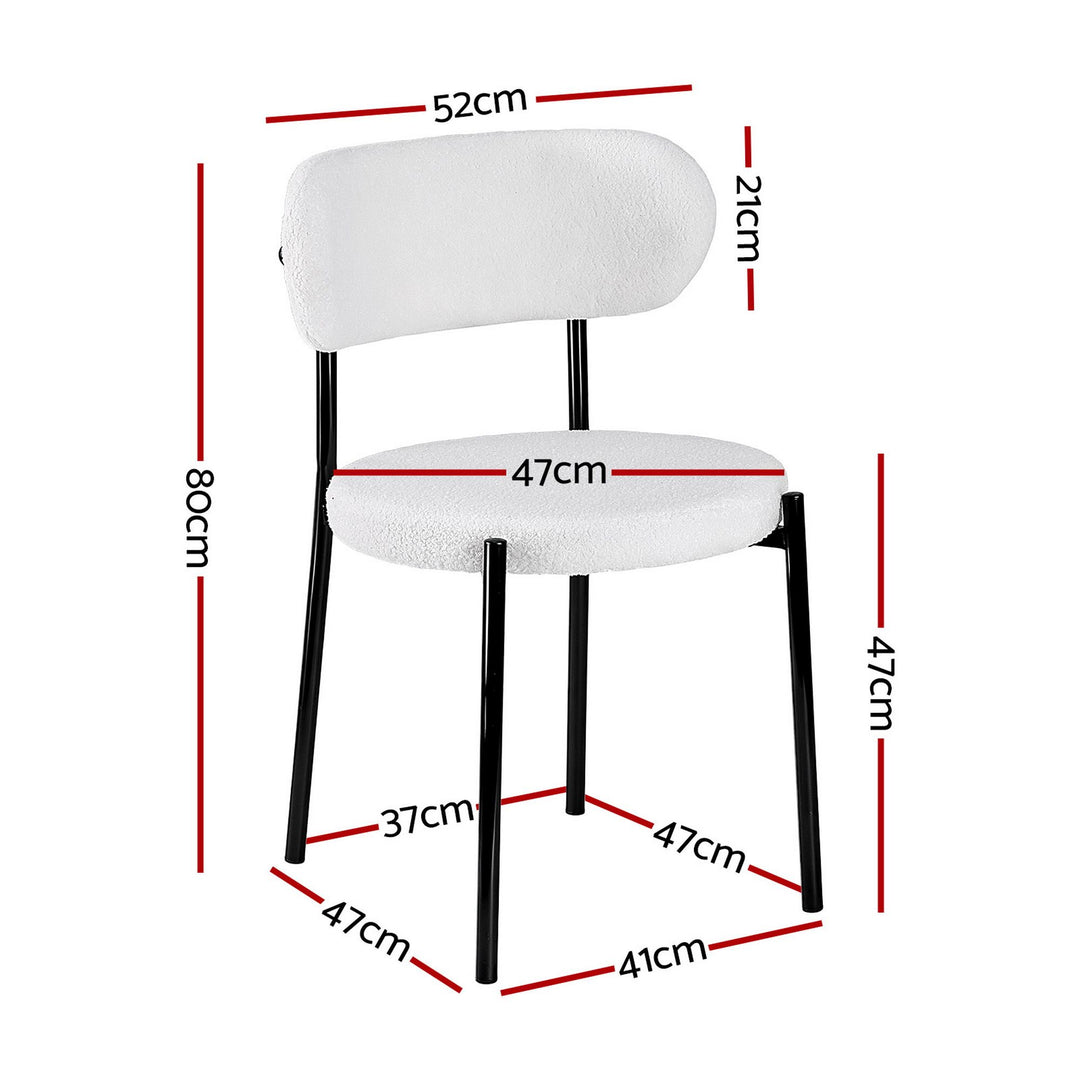 Artiss Fabric Kitchen Dining Chairs Boucle Round (Set of 6) White