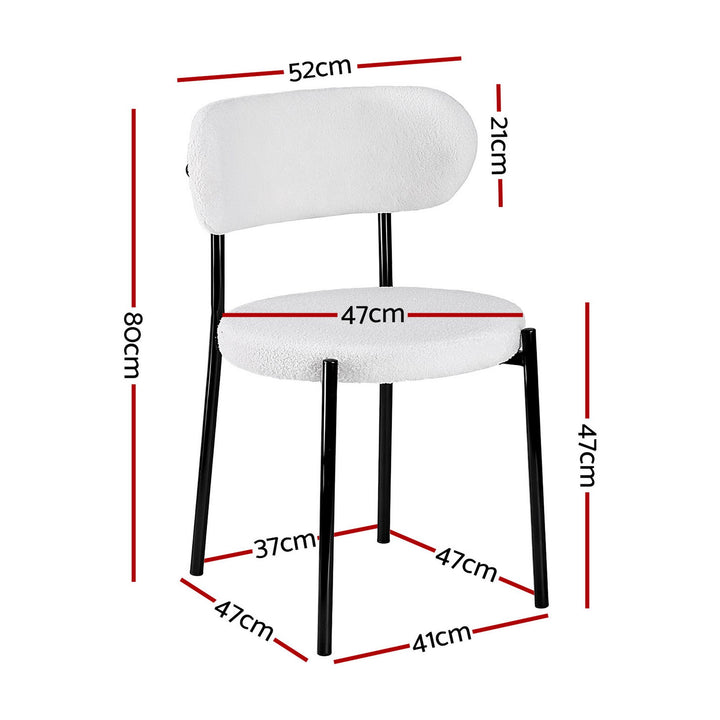 Artiss Fabric Kitchen Dining Chairs Boucle Round (Set of 6) White