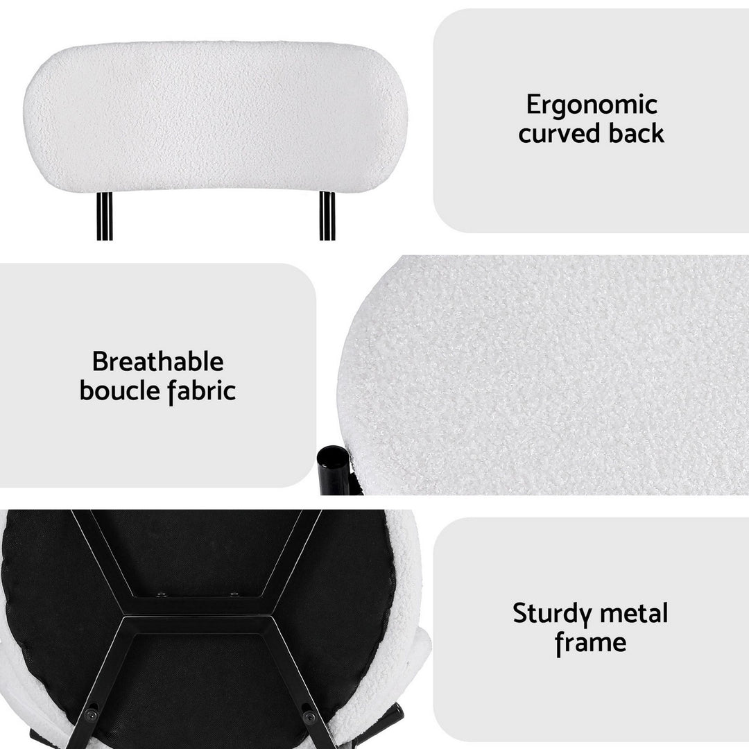 Artiss Fabric Kitchen Dining Chairs Boucle Round (Set of 6) White