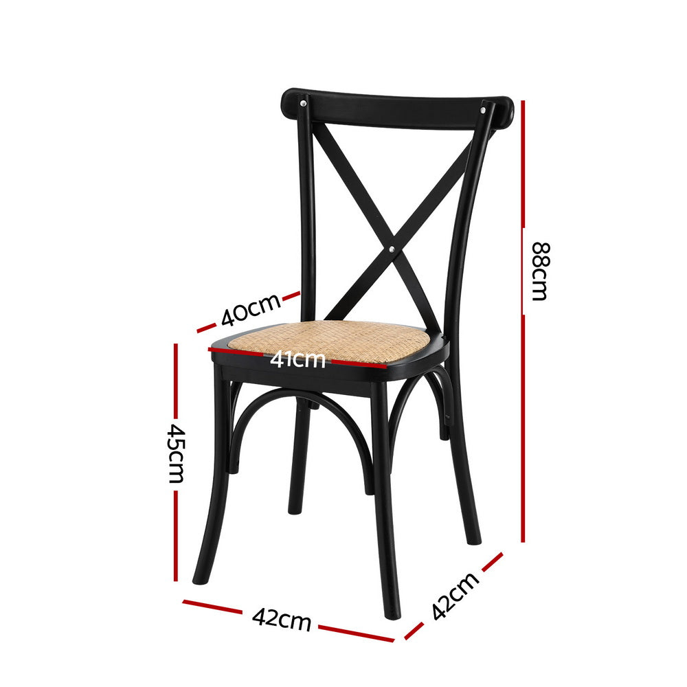 Artiss Rattan Kitchen Dining Chairs Cross-Back (Set of 2) Black