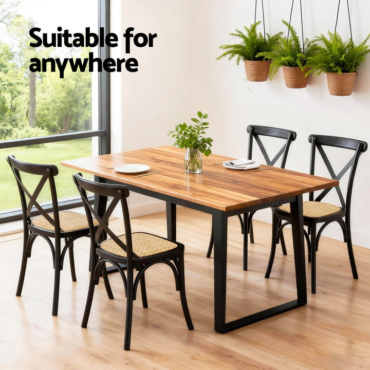 Artiss Rattan Kitchen Dining Chairs Cross-Back (Set of 2) Black
