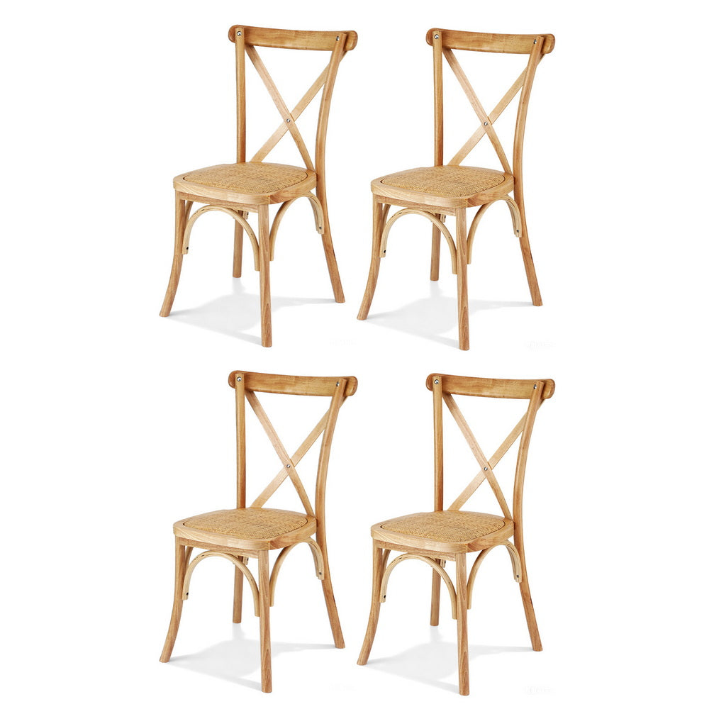 Artiss Rattan Kitchen Dining Chairs Cross-Back (Set of 4) Natural