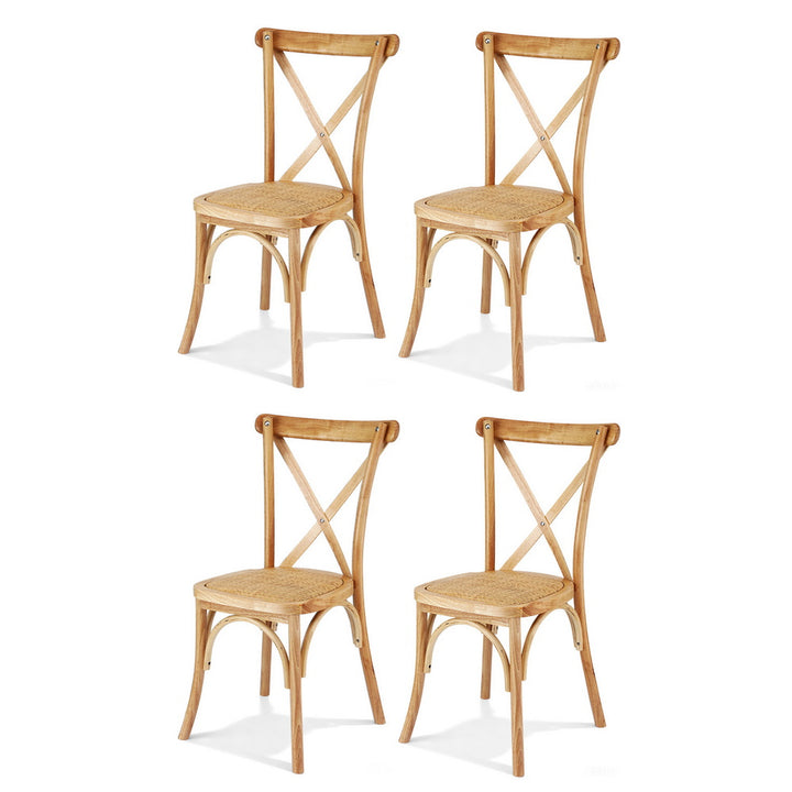 Artiss Rattan Kitchen Dining Chairs Cross-Back (Set of 4) Natural