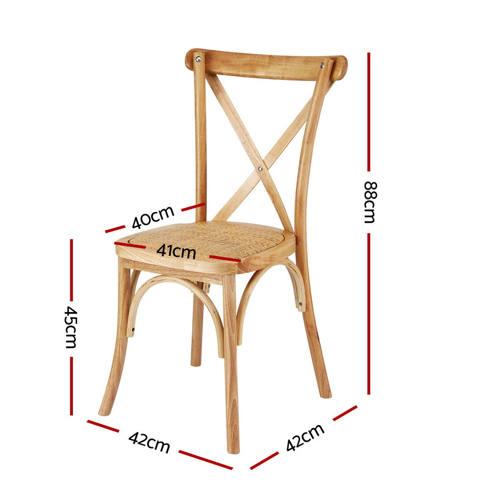 Artiss Rattan Kitchen Dining Chairs Cross-Back (Set of 4) Natural