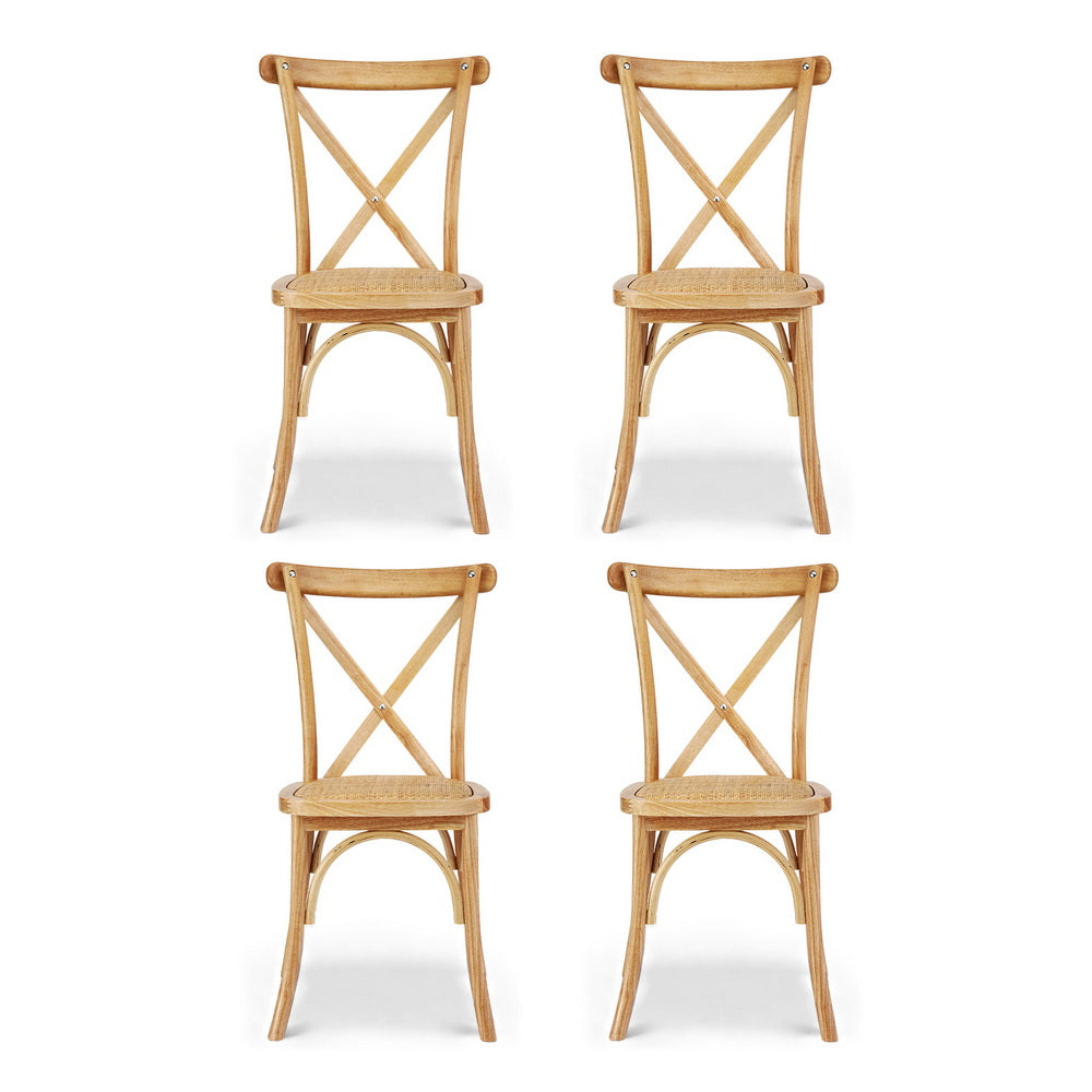 Artiss Rattan Kitchen Dining Chairs Cross-Back (Set of 4) Natural