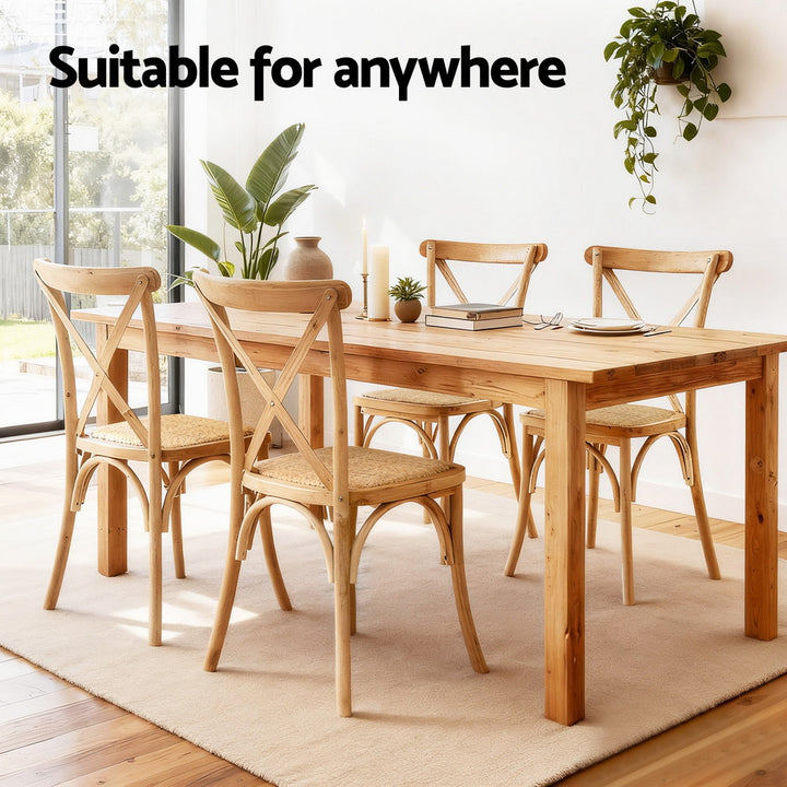 Artiss Rattan Kitchen Dining Chairs Cross-Back (Set of 4) Natural