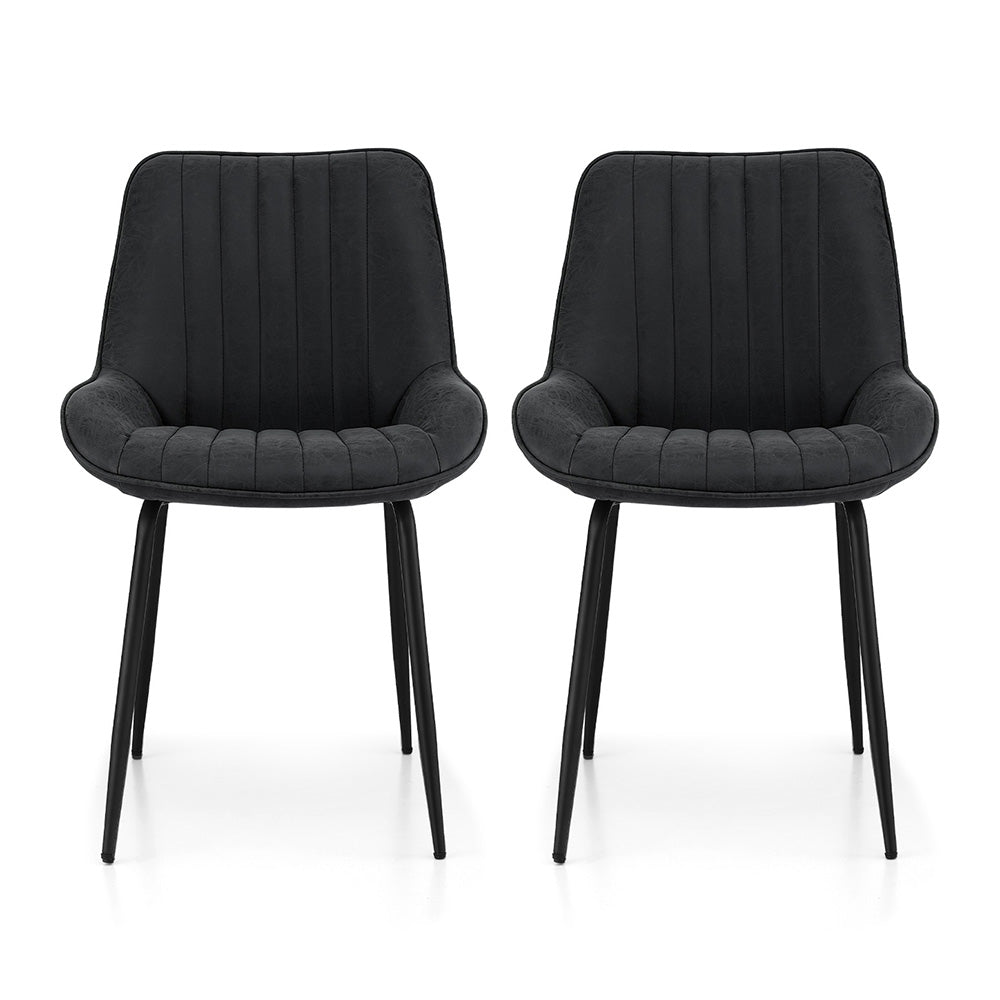 Artiss Vintage Leather Kitchen Dining Chairs (Set of 2) Black
