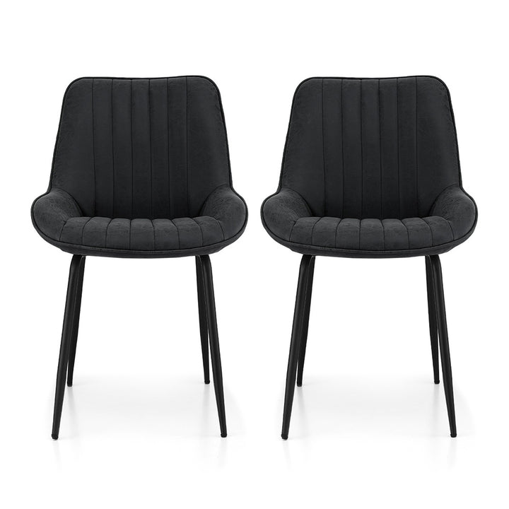 Artiss Vintage Leather Kitchen Dining Chairs (Set of 2) Black
