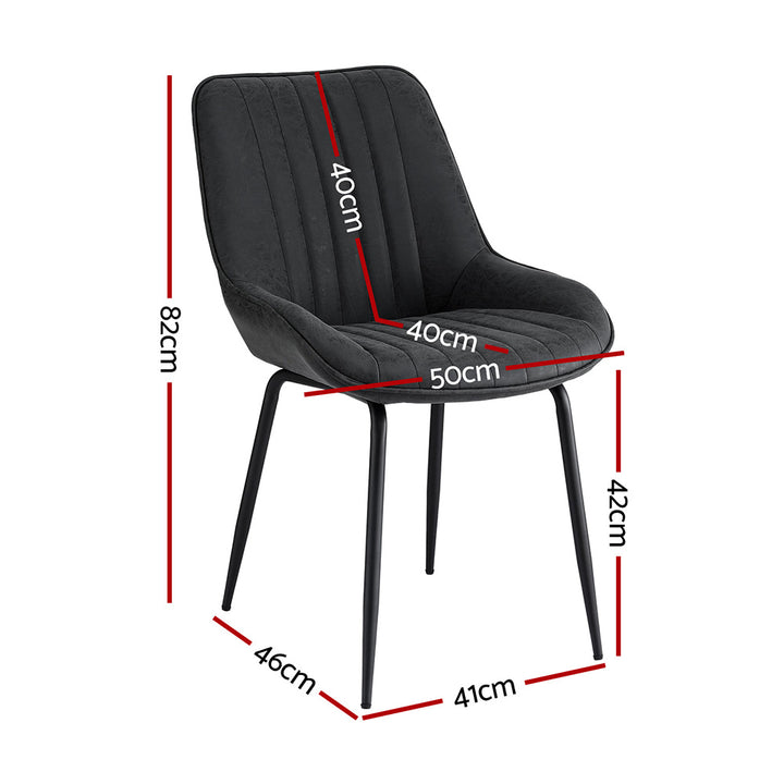 Artiss Vintage Leather Kitchen Dining Chairs (Set of 2) Black