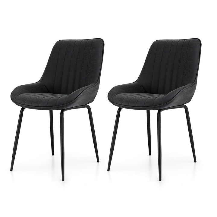 Artiss Vintage Leather Kitchen Dining Chairs (Set of 2) Black