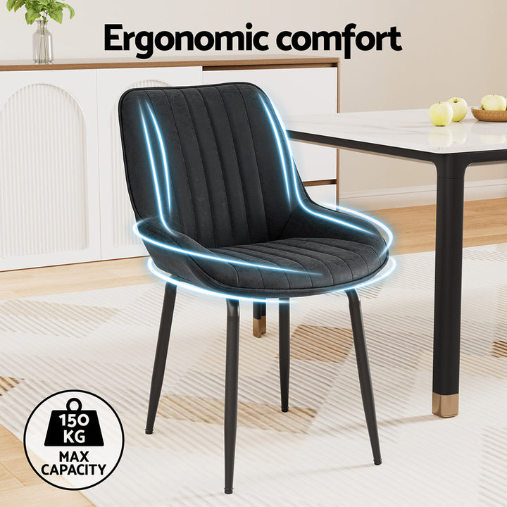 Artiss Vintage Leather Kitchen Dining Chairs (Set of 2) Black