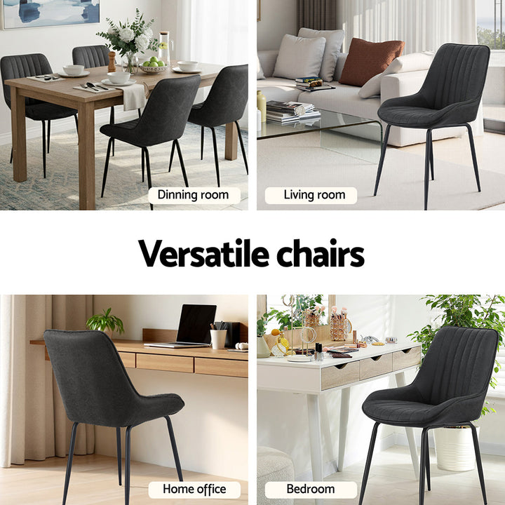 Artiss Vintage Leather Kitchen Dining Chairs (Set of 2) Black
