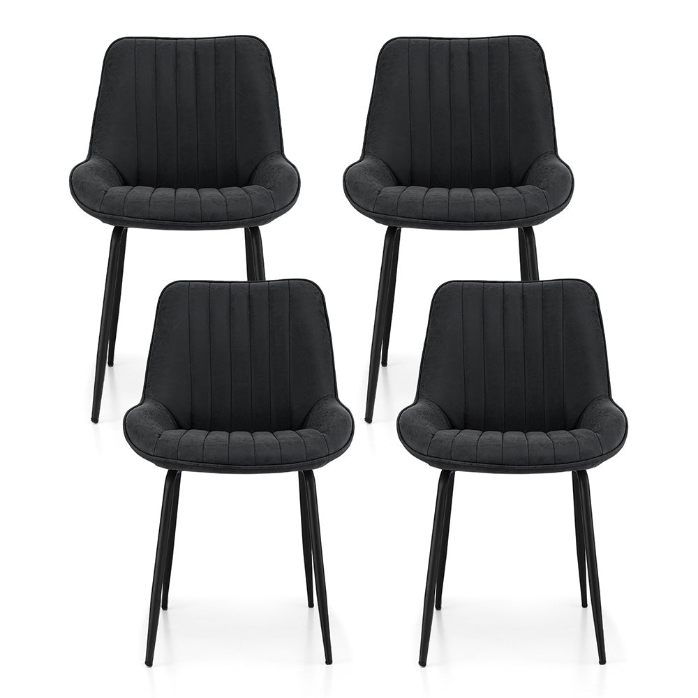 Artiss Vintage Leather Kitchen Dining Chairs (Set of 4) Black