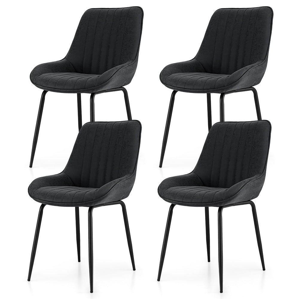 Artiss Vintage Leather Kitchen Dining Chairs (Set of 4) Black