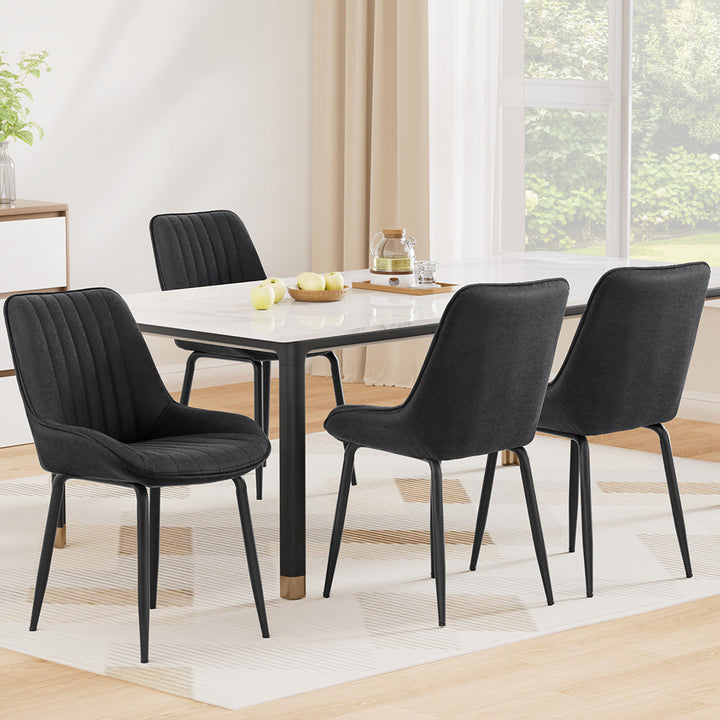 Artiss Vintage Leather Kitchen Dining Chairs (Set of 4) Black