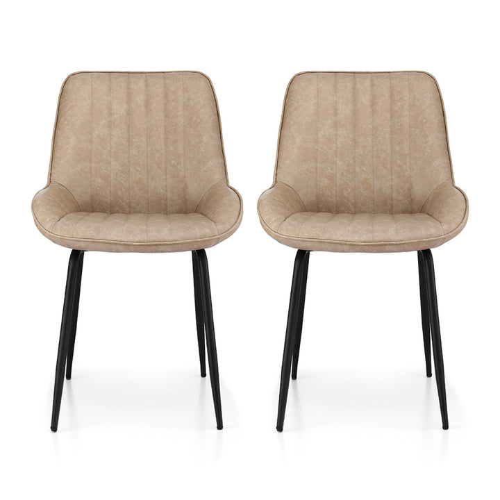 Artiss Vintage Leather Kitchen Dining Chairs (Set of 2) Beige