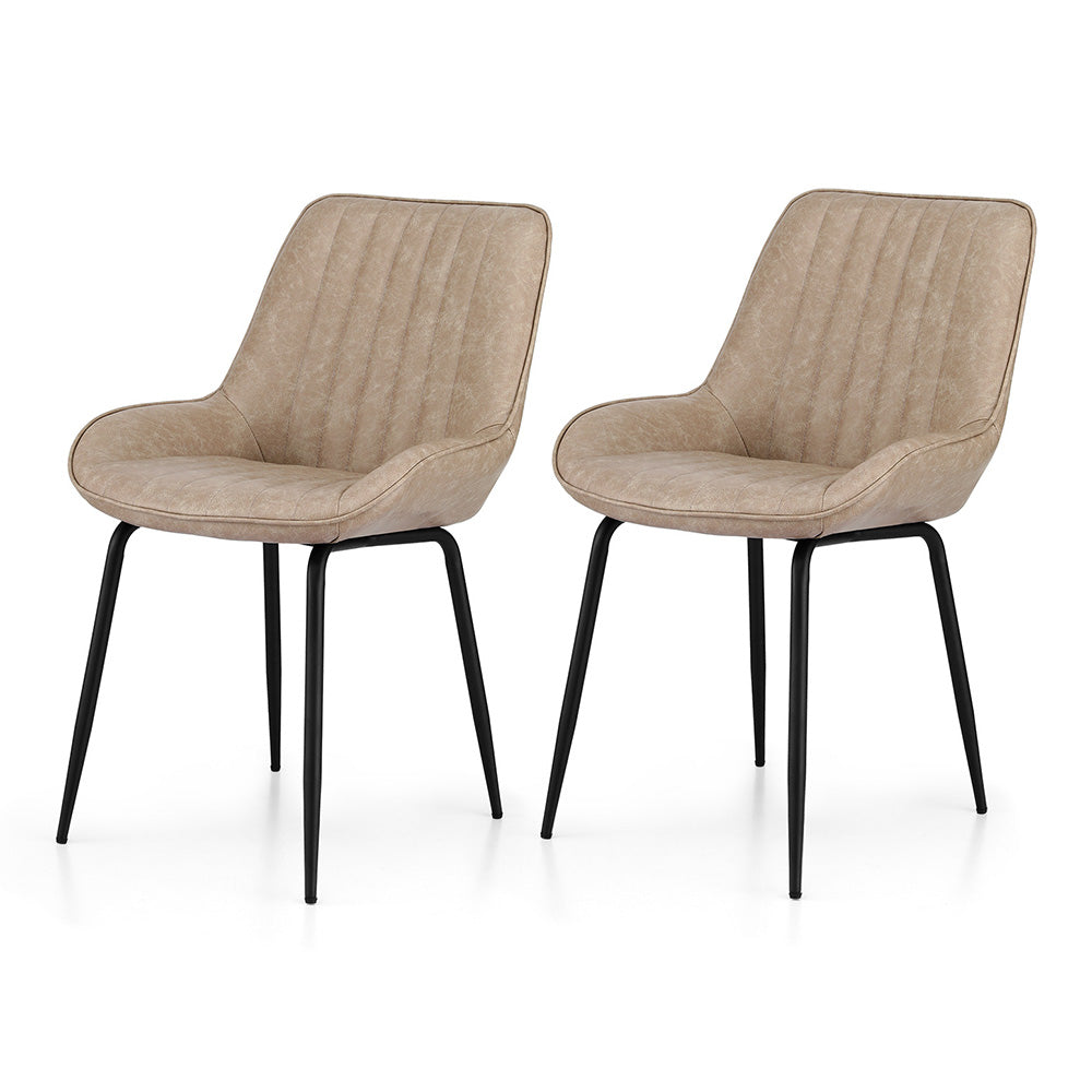 Artiss Vintage Leather Kitchen Dining Chairs (Set of 2) Beige