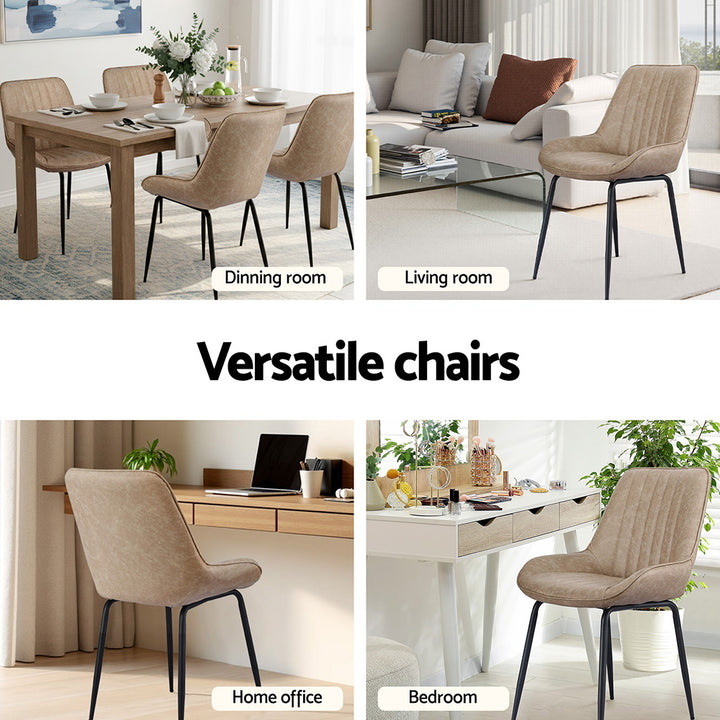 Artiss Vintage Leather Kitchen Dining Chairs (Set of 2) Beige