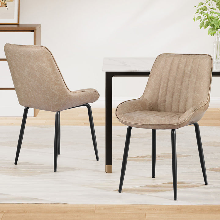 Artiss Vintage Leather Kitchen Dining Chairs (Set of 2) Beige