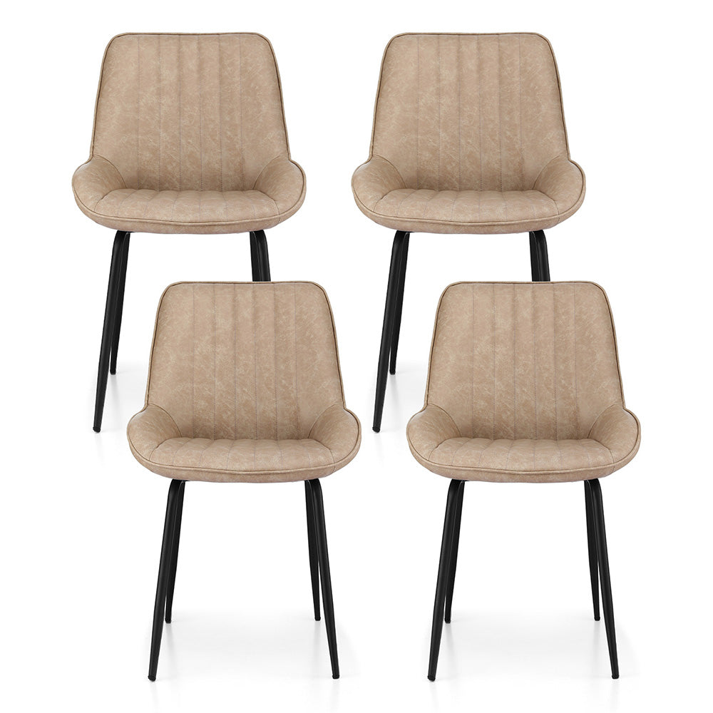 Artiss Vintage Leather Kitchen Dining Chairs (Set of 4) Beige