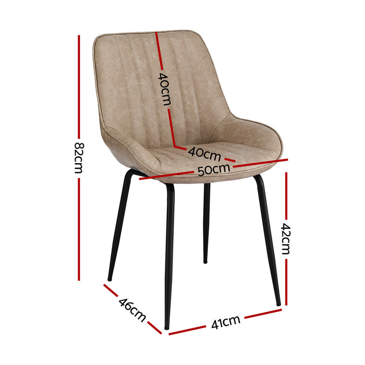 Artiss Vintage Leather Kitchen Dining Chairs (Set of 4) Beige