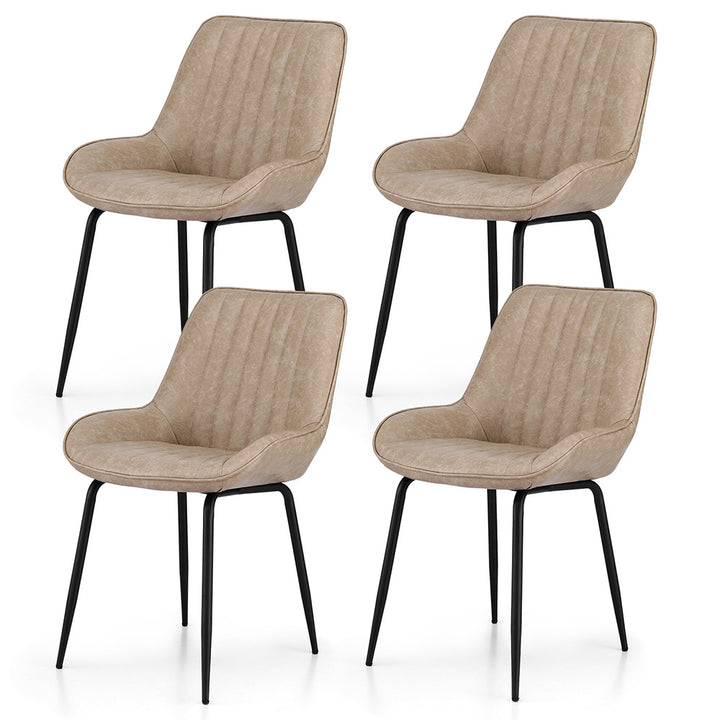 Artiss Vintage Leather Kitchen Dining Chairs (Set of 4) Beige