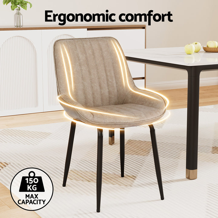 Artiss Vintage Leather Kitchen Dining Chairs (Set of 4) Beige