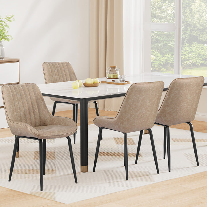 Artiss Vintage Leather Kitchen Dining Chairs (Set of 4) Beige