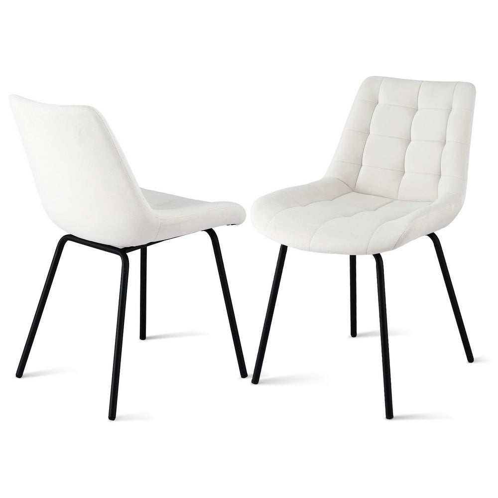Artiss Velvet Fabric Kitchen Dining Chairs (Set of 2) Cream