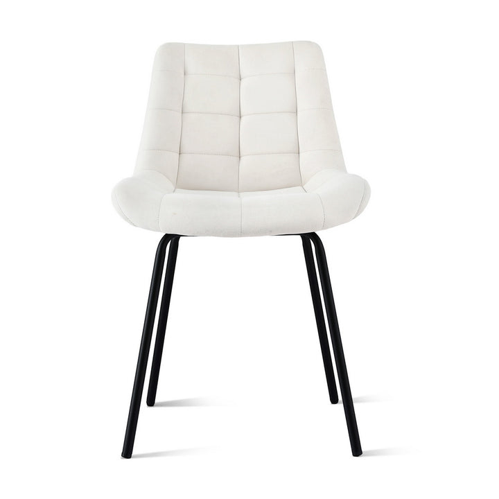 Artiss Velvet Fabric Kitchen Dining Chairs (Set of 2) Cream