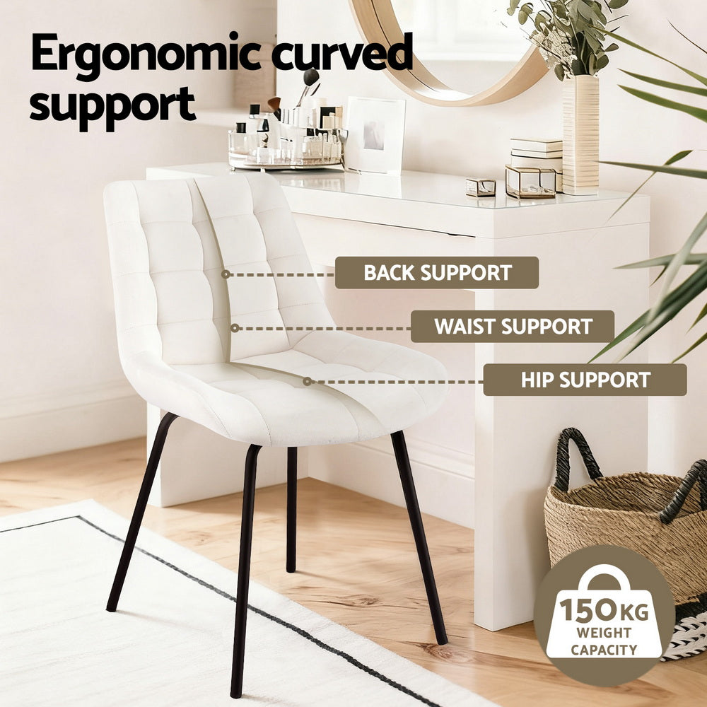 Artiss Velvet Fabric Kitchen Dining Chairs (Set of 2) Cream