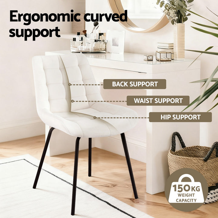 Artiss Velvet Fabric Kitchen Dining Chairs (Set of 2) Cream