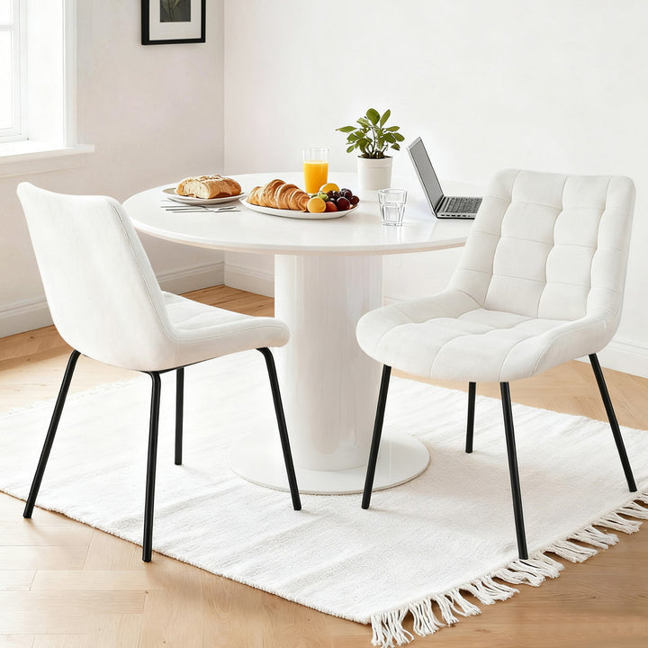 Artiss Velvet Fabric Kitchen Dining Chairs (Set of 2) Cream