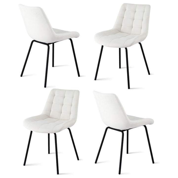 Artiss Velvet Fabric Kitchen Dining Chairs (Set of 4) Cream