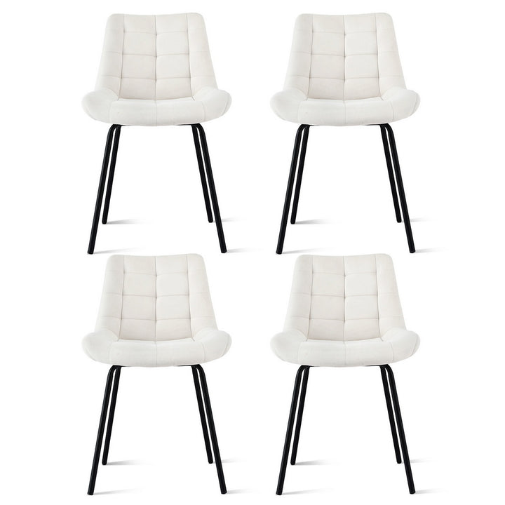 Artiss Velvet Fabric Kitchen Dining Chairs (Set of 4) Cream