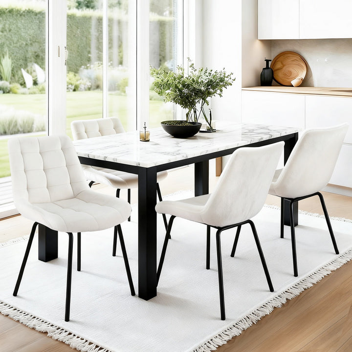 Artiss Velvet Fabric Kitchen Dining Chairs (Set of 4) Cream
