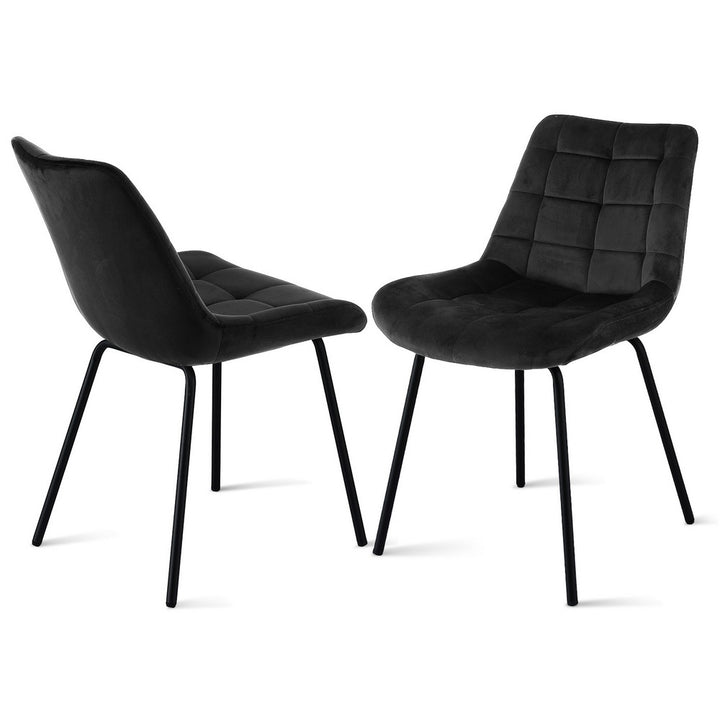 Artiss Velvet Fabric Kitchen Dining Chairs (Set of 2) Black