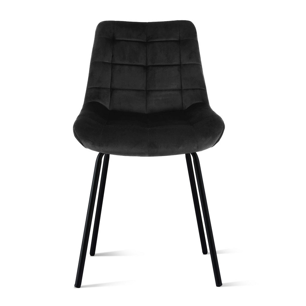 Artiss Velvet Fabric Kitchen Dining Chairs (Set of 2) Black