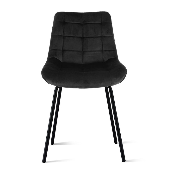 Artiss Velvet Fabric Kitchen Dining Chairs (Set of 2) Black