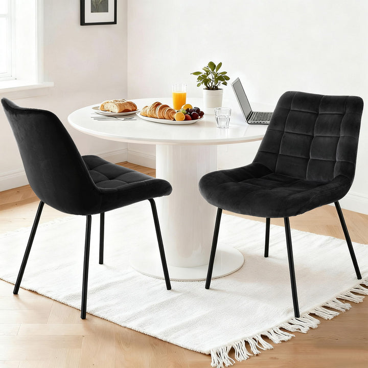 Artiss Velvet Fabric Kitchen Dining Chairs (Set of 2) Black