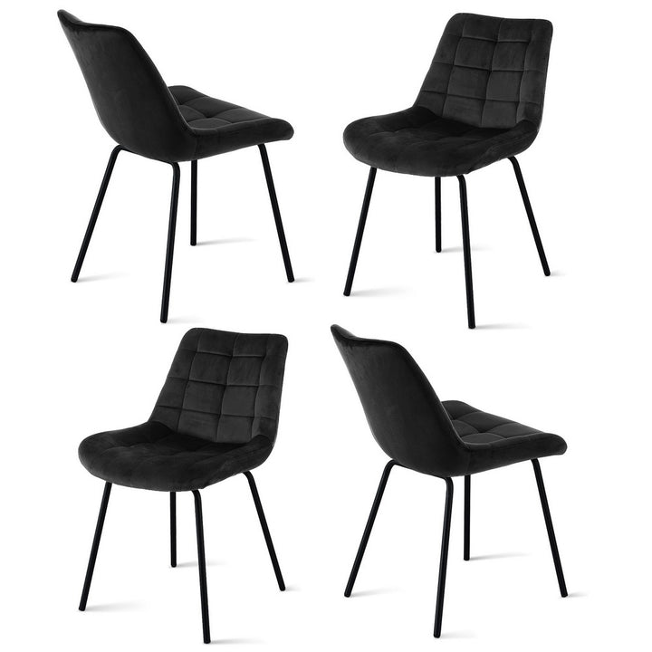 Artiss Velvet Fabric Kitchen Dining Chairs (Set of 4) Black