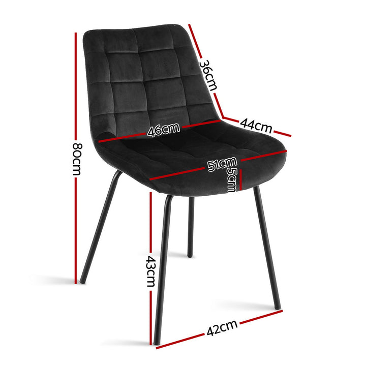 Artiss Velvet Fabric Kitchen Dining Chairs (Set of 4) Black