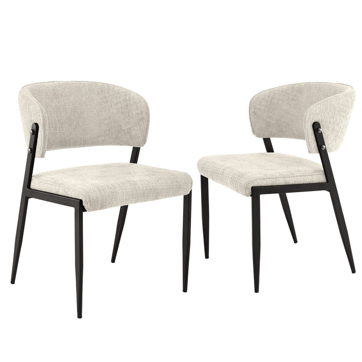 Artiss Linen Fabric Kitchen Dining Chairs Curved (Set of 2) Cream