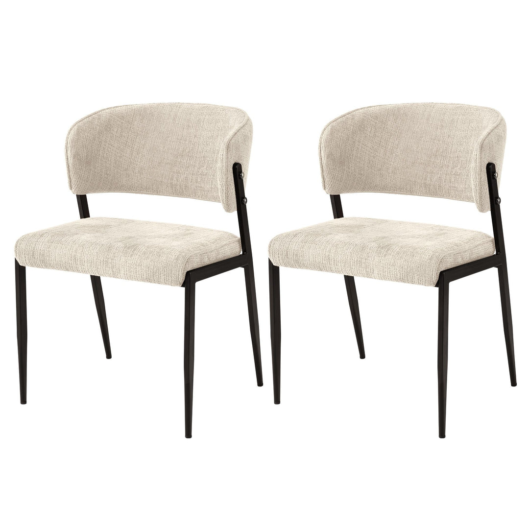 Artiss Linen Fabric Kitchen Dining Chairs Curved (Set of 2) Cream