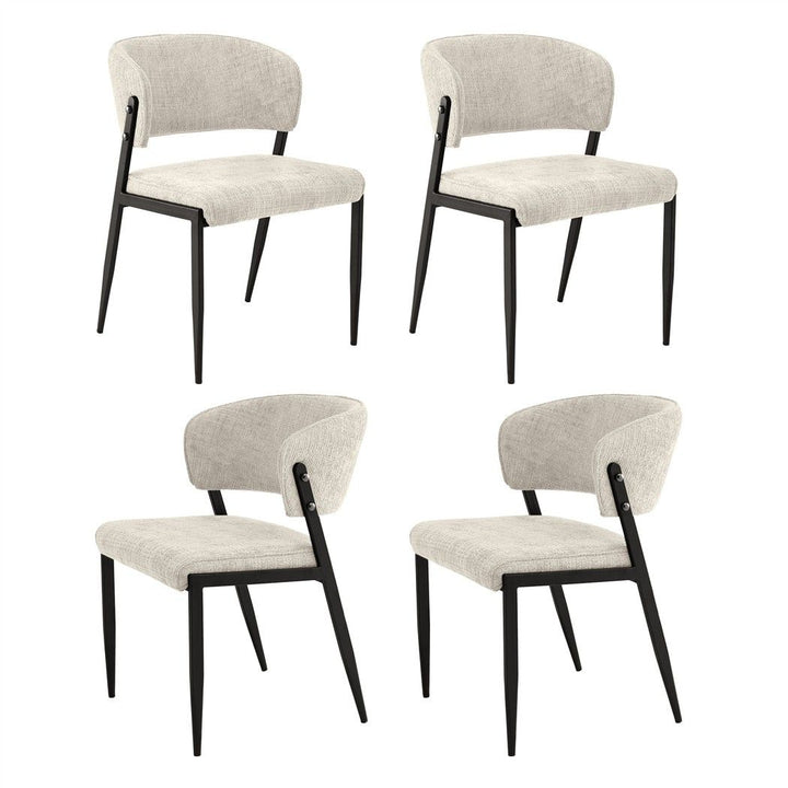 Artiss Linen Fabric Kitchen Dining Chairs Curved (Set of 4) Cream
