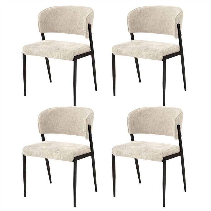 Artiss Linen Fabric Kitchen Dining Chairs Curved (Set of 4) Cream