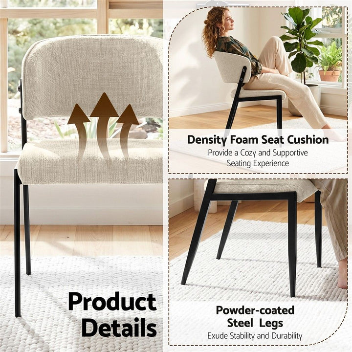 Artiss Linen Fabric Kitchen Dining Chairs Curved (Set of 4) Cream